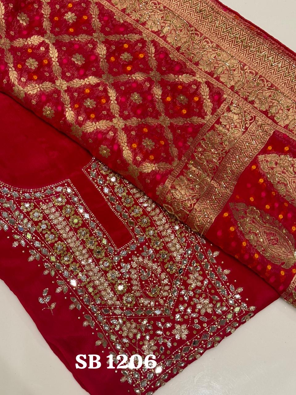 Mirror Handwork Chinon Salwar suit Indian dress - Saffronfashionindia