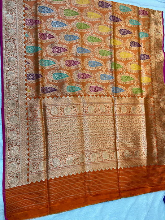 Exclusive ikatra saree khimkhab sarees blouse traditional Indian heritage sari blouse Saffronfashionindia