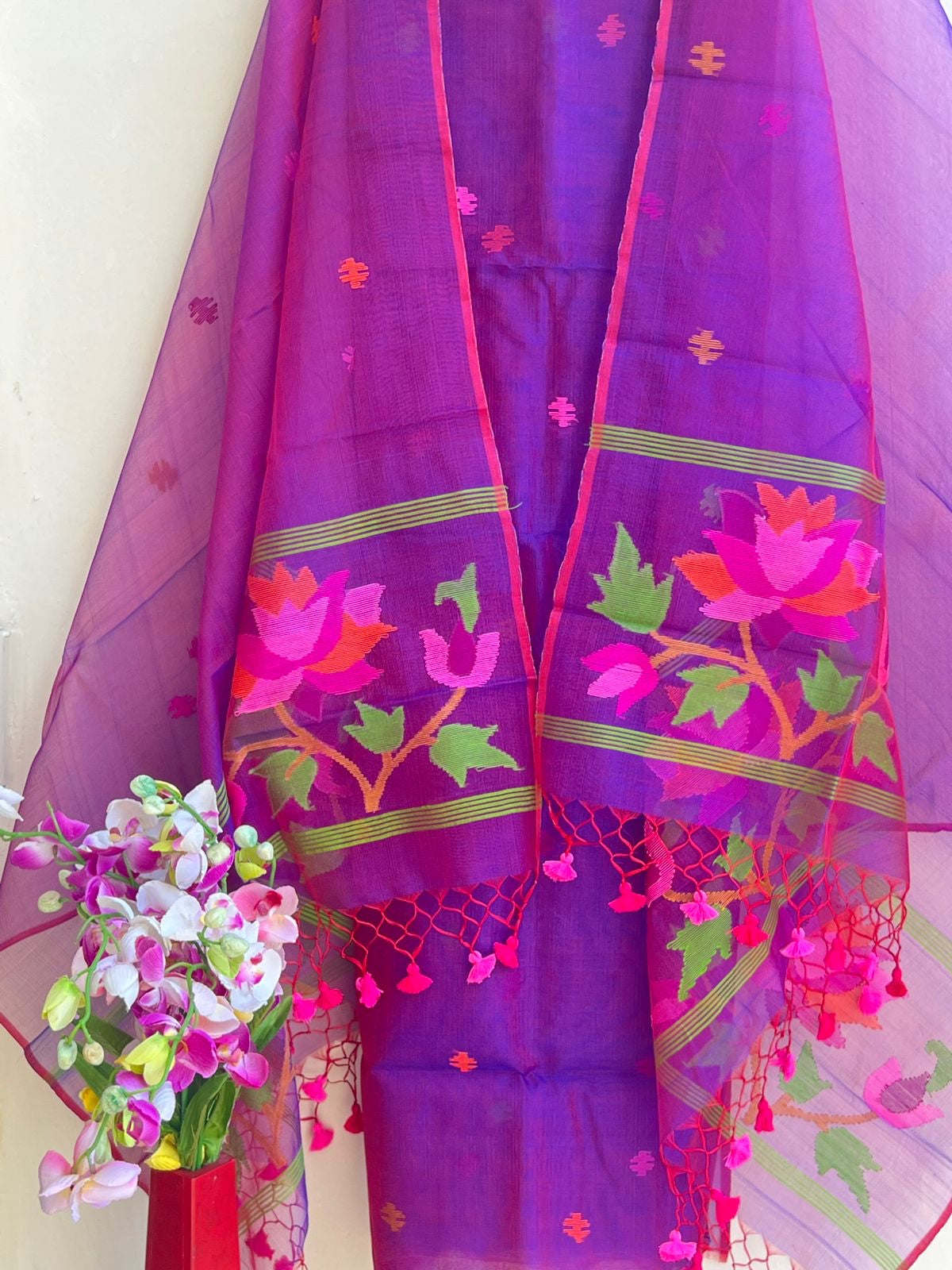 Floral inspired Jamdani salwar suit - Saffronfashionindia