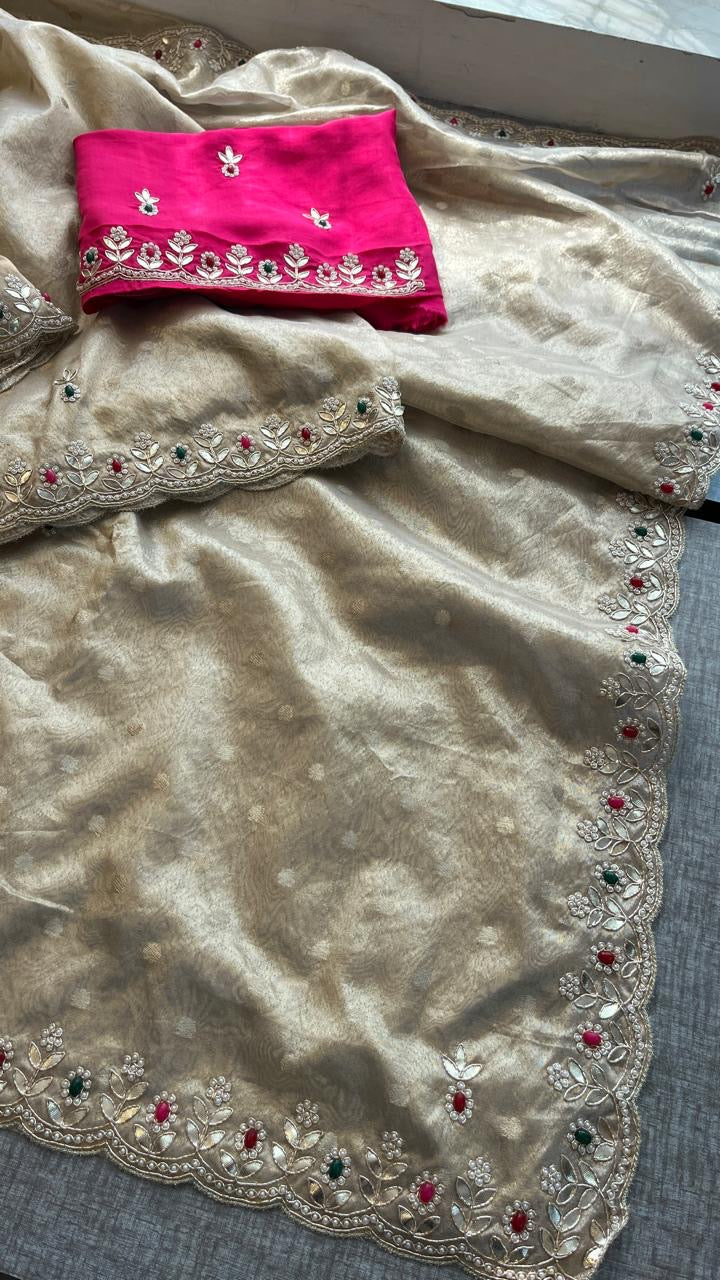Tissue silk saree Indian saree bragging by mmmmmp SAFFRONFASHION