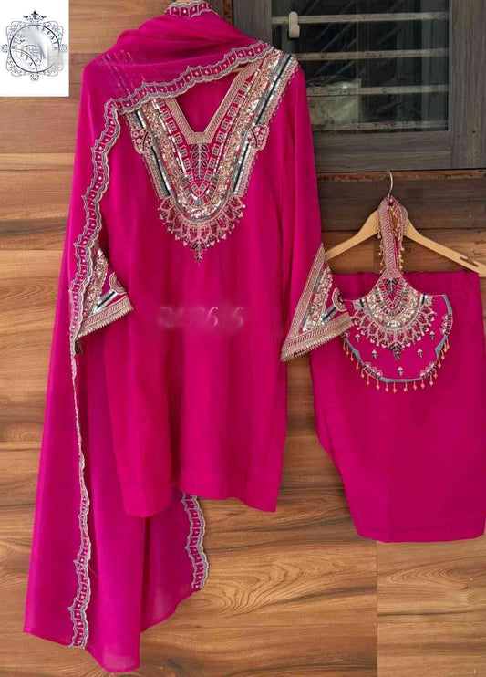 Embroidered Salwar Suit with Dupatta | Pakistani Style Designer Suit SaffronFashion