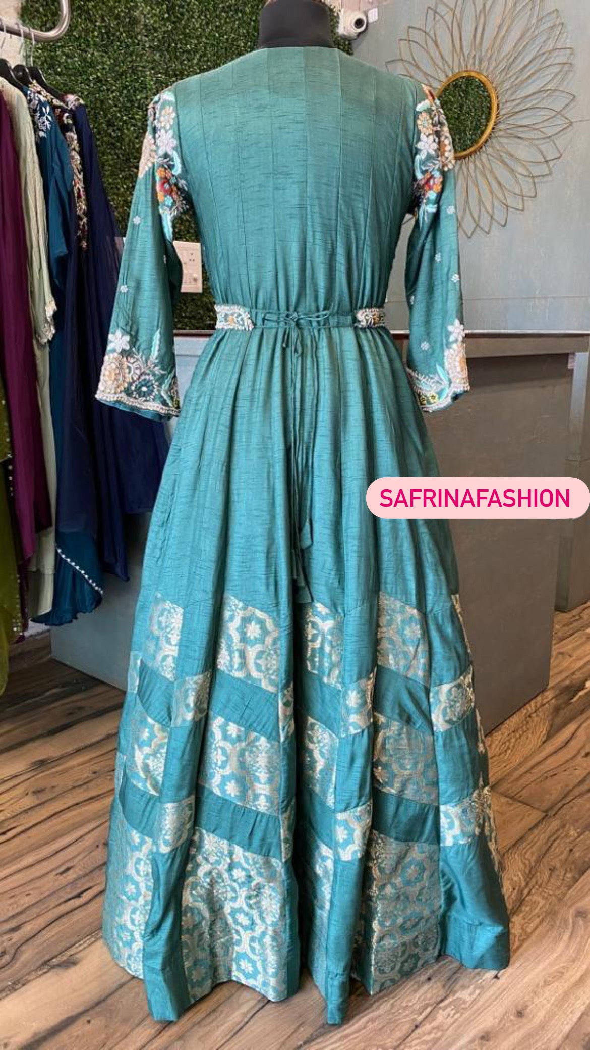 Turquoise Indowestern dress Indian Pakistani Dress - Saffronfashionindia