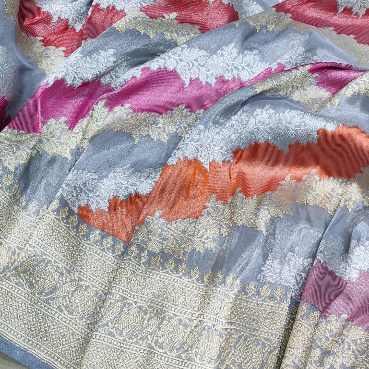 Rangkat inspired handwoven tissue silk saree - Saffronfashionindia