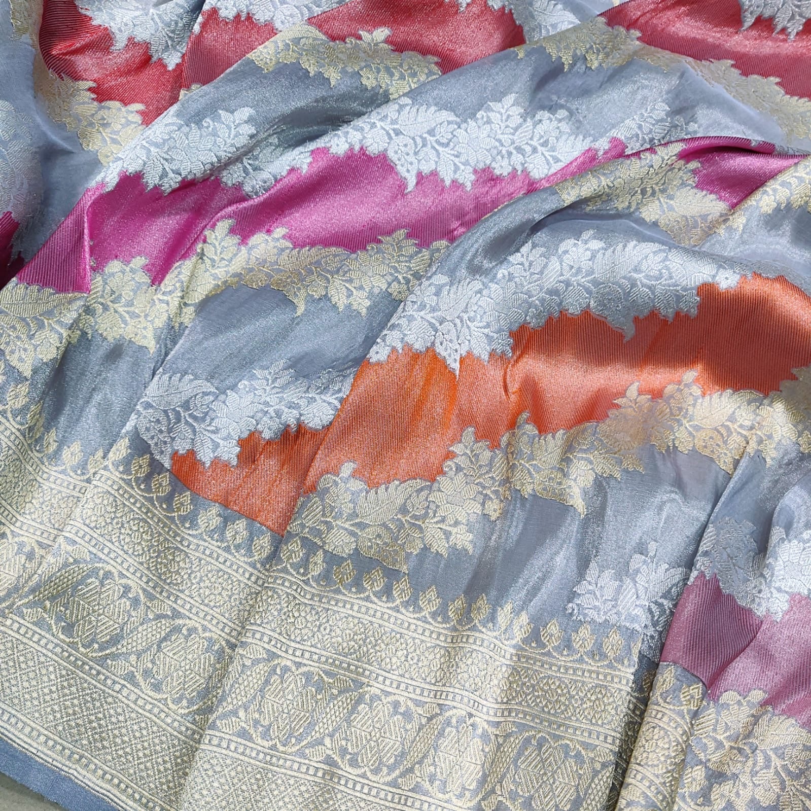 Rangkat inspired handwoven tissue silk saree - Saffronfashionindia