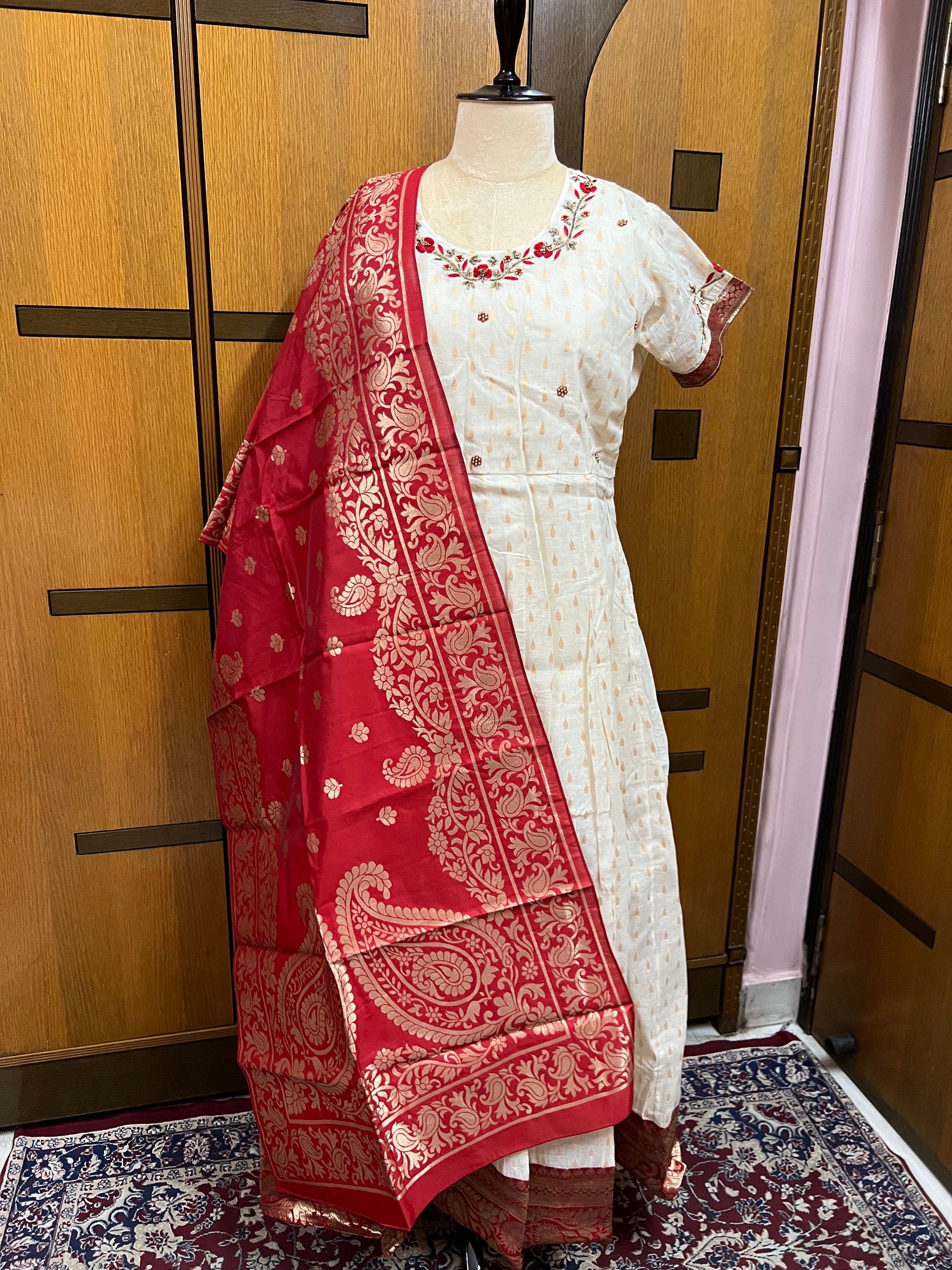 Red Anarkali inspired Kurti Set - Saffronfashionindia