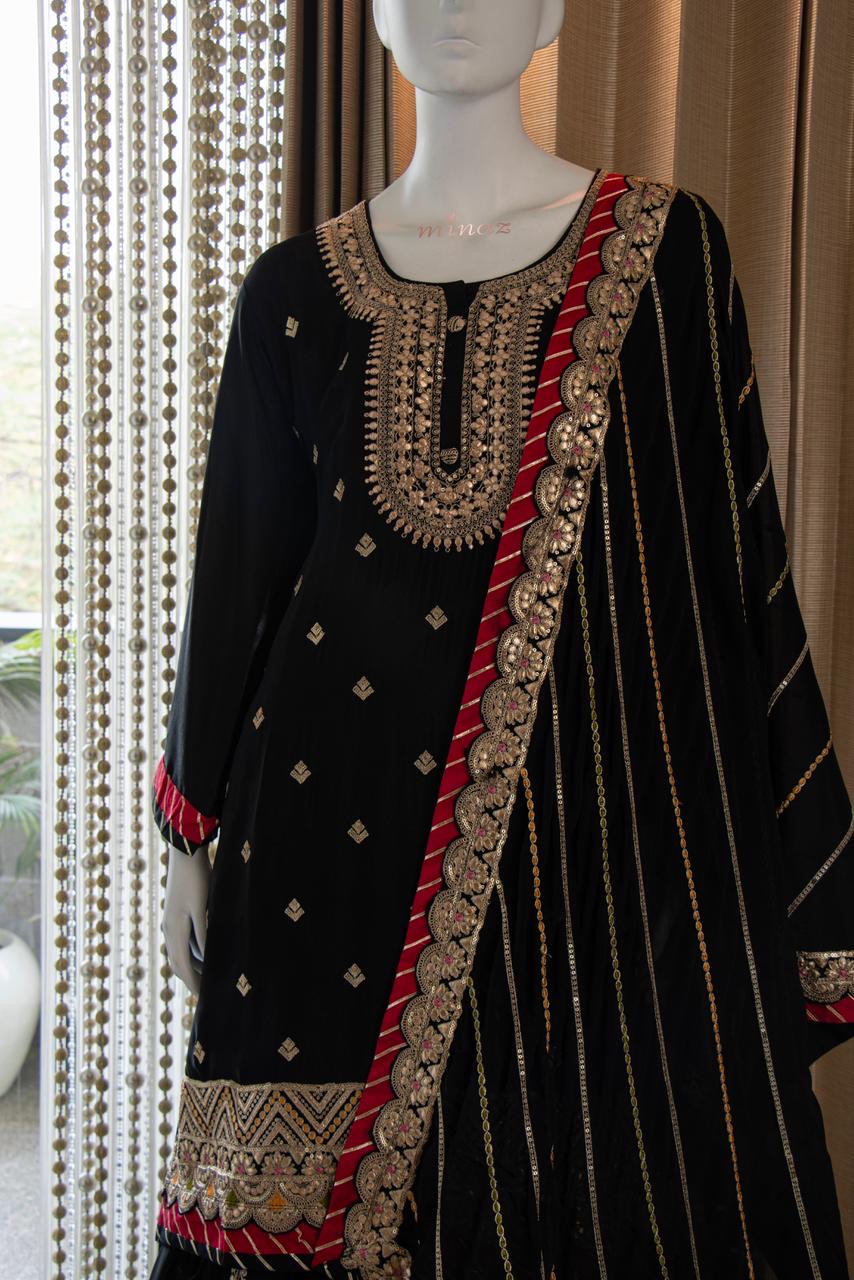Rebica Embroidered Zari Gharara Set Pakistani Dress - Saffronfashionindia
