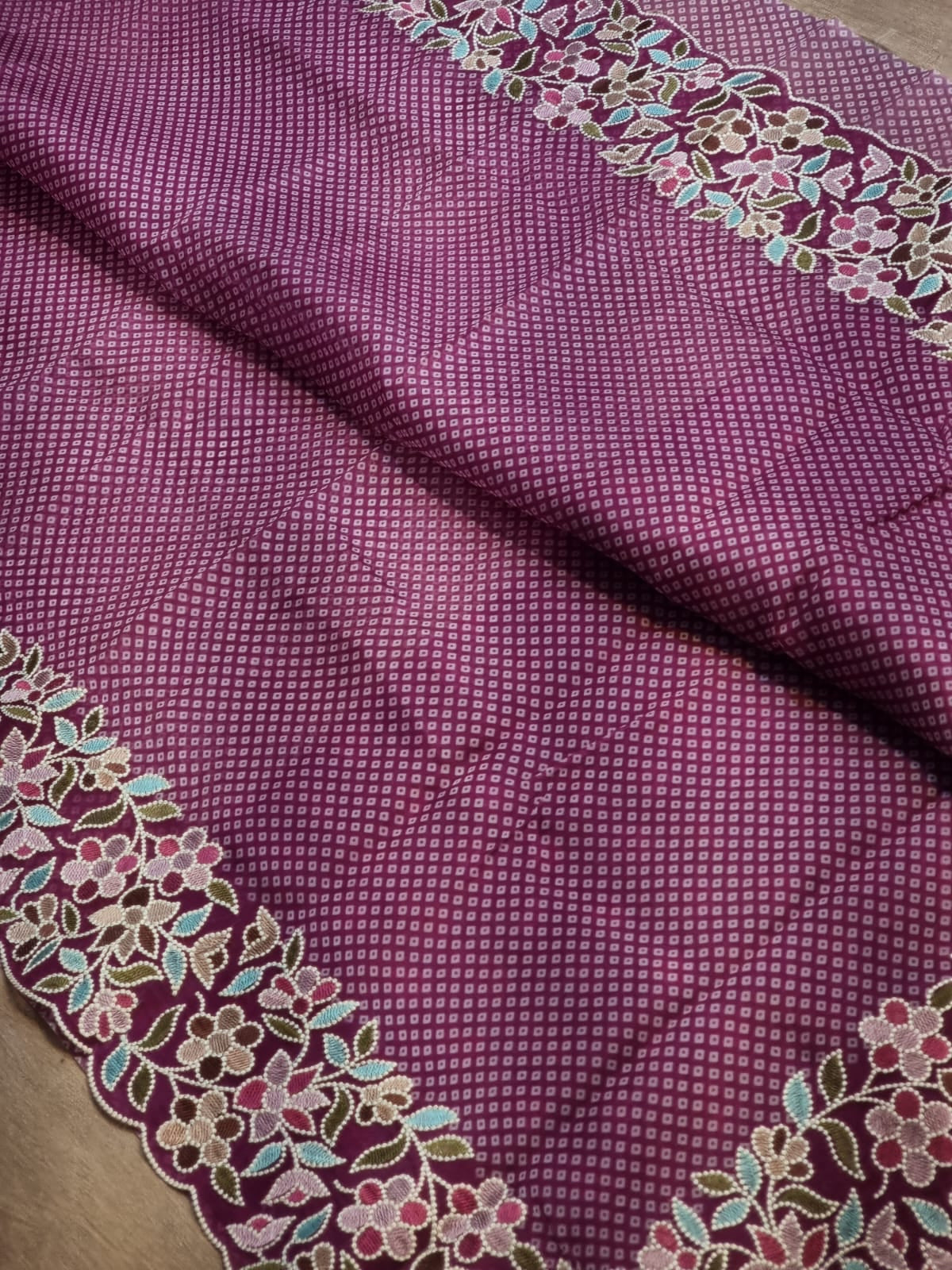 Multi bandhej printed inspired organza silk sarees - Saffronfashionindia