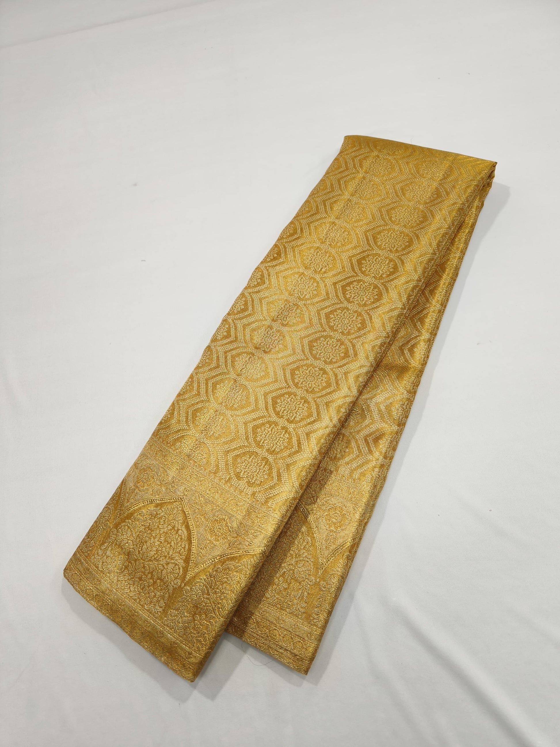 Kanjeevaram tissue golden saree/South Indian silk sari - Saffronfashionindia