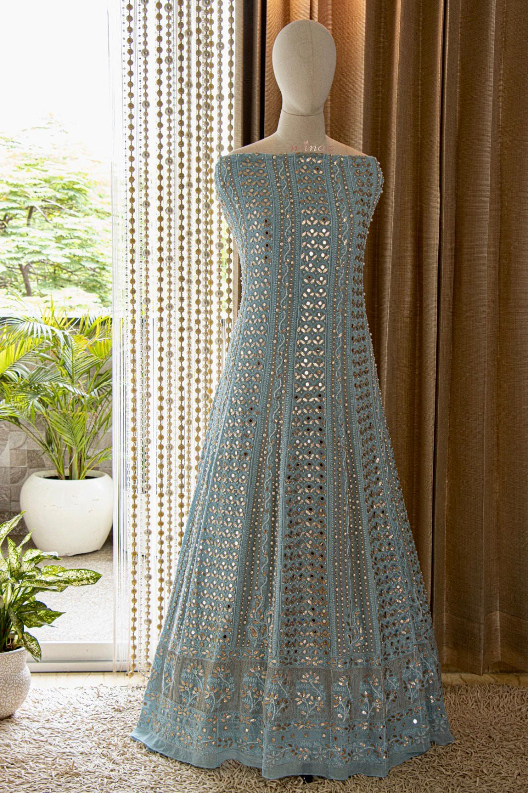 Zebah Lucknowi Chikankari salwar suit Pakistani Anarkali suit - Saffronfashionindia