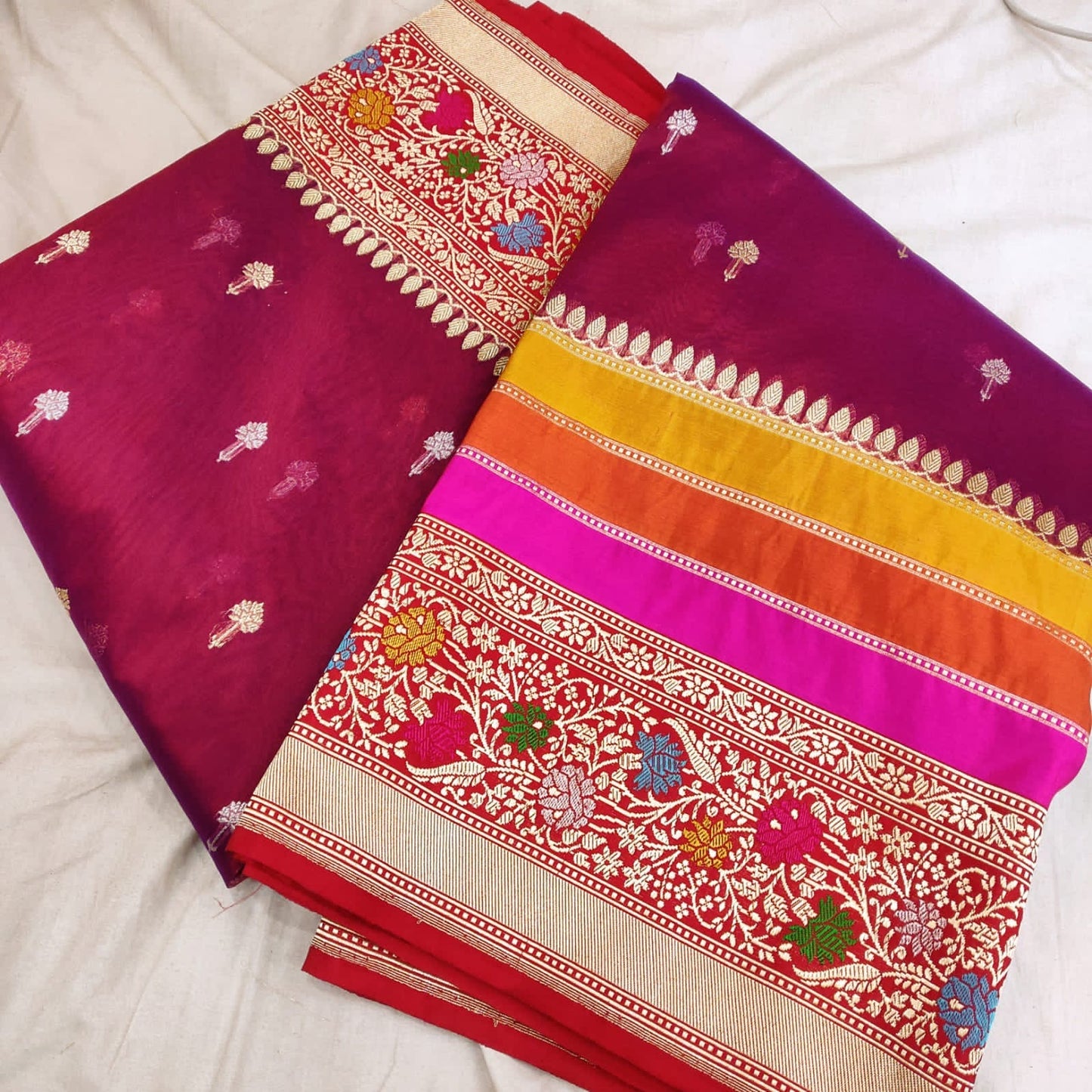 Pallavi Kora handwoven kadwa zari saree - Saffronfashionindia