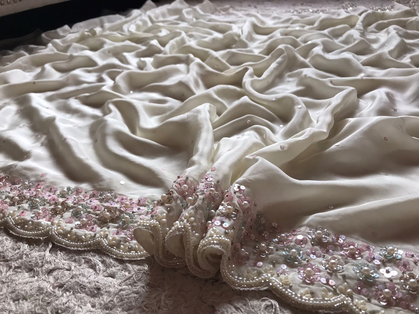 Cristmas Inspired luxury Crepe Silk Sarees - Saffronfashionindia