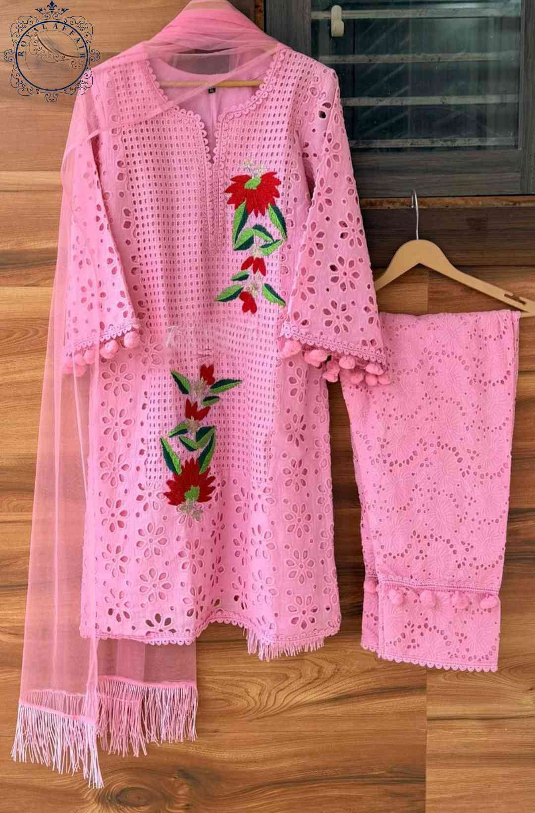 Chikankari stitched shirt set designer dress Saffronfashionindia
