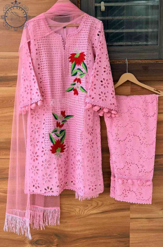 Chikankari stitched shirt set designer dress Saffronfashionindia