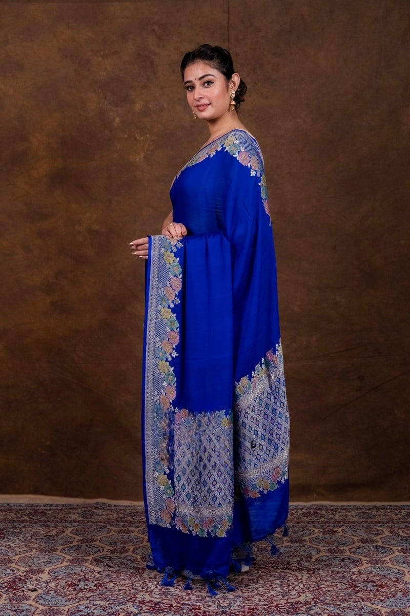 Floral georgette saree khaddi saree Indian sari blouse SaffronFashion