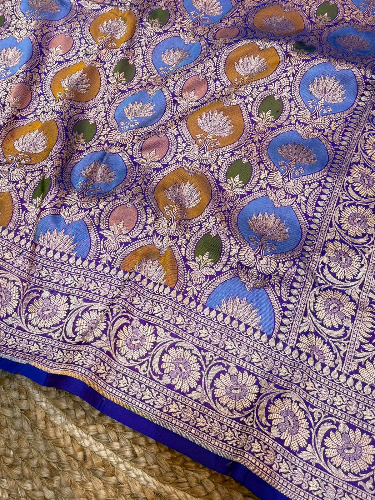 Woven katan pure silk saree rangkat silk saree Indian sari blouse Saffronfashionindia