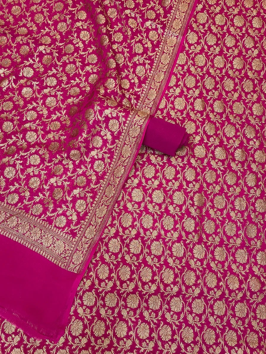 Banarsi gorgette salwar kameez - Saffronfashionindia