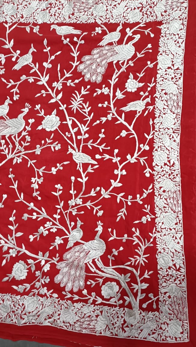 Red Bride Parsi Saree Gara Saree Parsi gara sari - Saffronfashionindia
