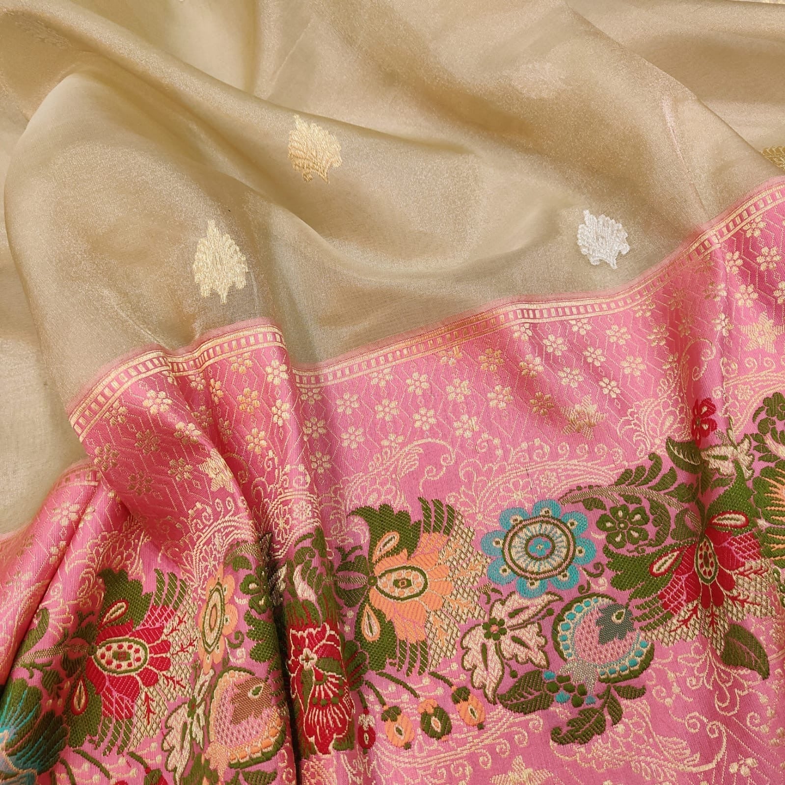 Anika tissue saree Handwoven saree Indian sari blouse SaffronFashion