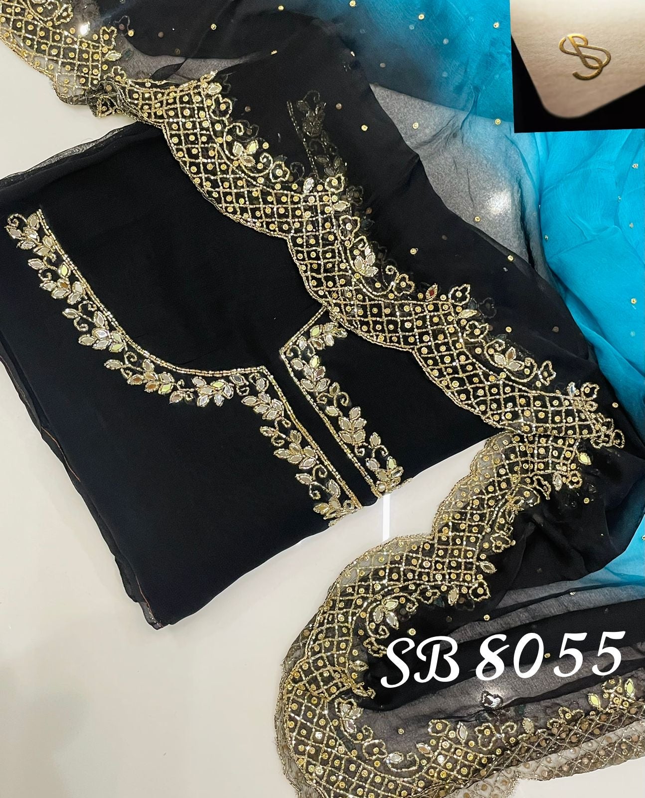 Rubisha black gorgette chiffon salwar kameez - Saffronfashionindia