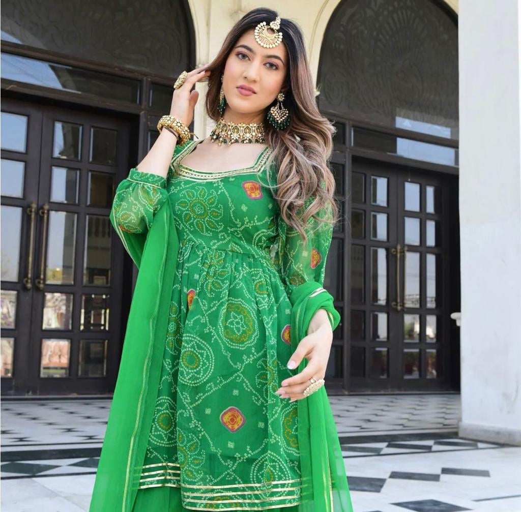 Alina green Kurti set - Saffronfashionindia