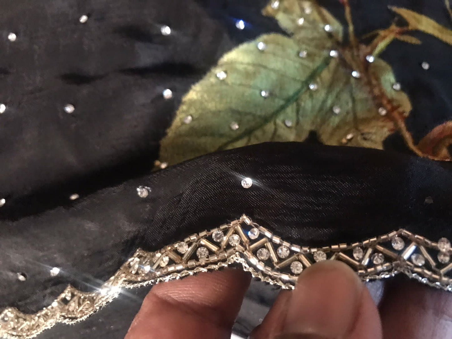 Black premium saree Chinon silk saree partywear women sarees blouse SaffronFashion