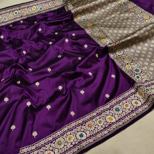 Humera Katan handwoven kadwa saree - Saffronfashionindia