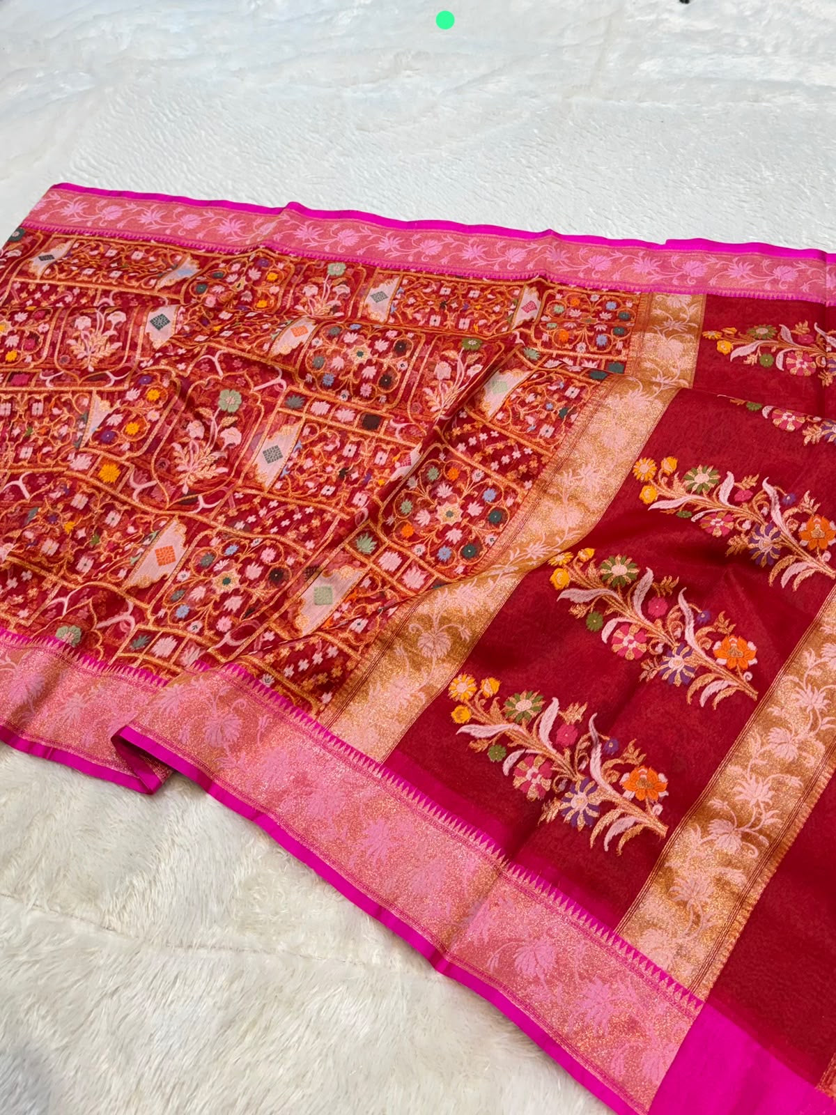 Tilfi saree kora jamdani saree Indian sari blouse SaffronFashion