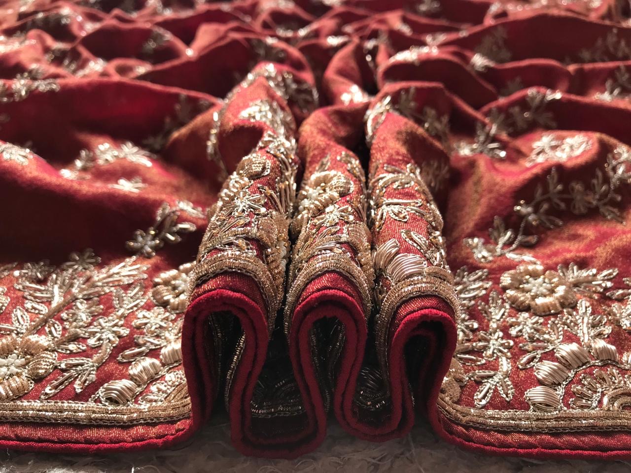 Wedding Bridal Saree Zardosi Sarees - Saffronfashionindia