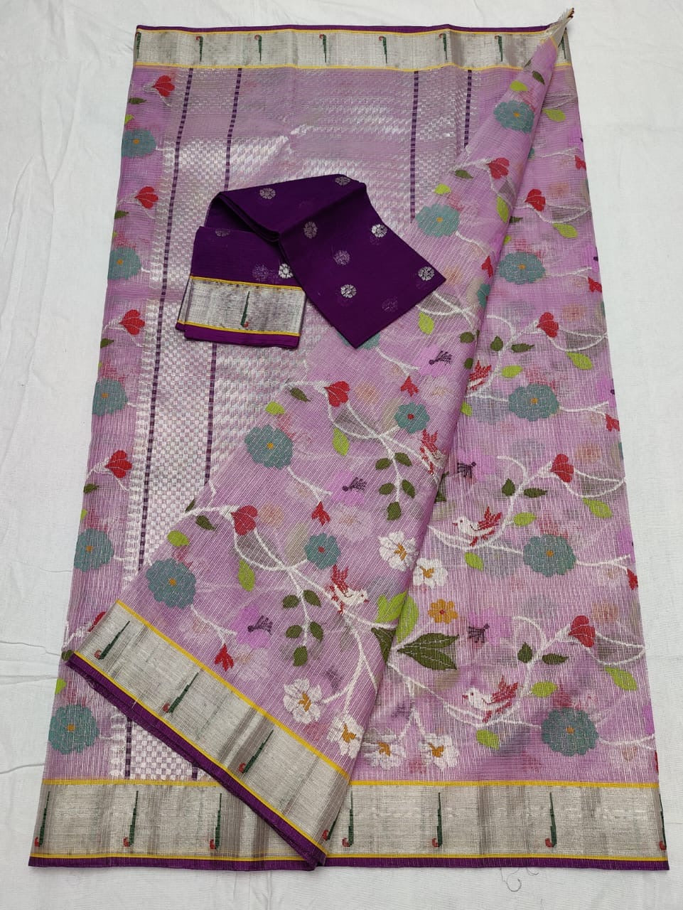 Lavender zari Kota saree Indian saree - Saffronfashionindia