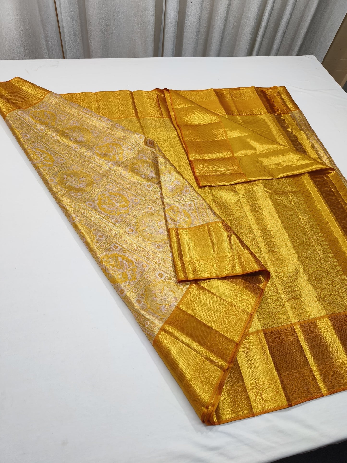 Yellow Floral Kanjeevaram Saree Indian Traditional Sarees - Saffronfashionindia