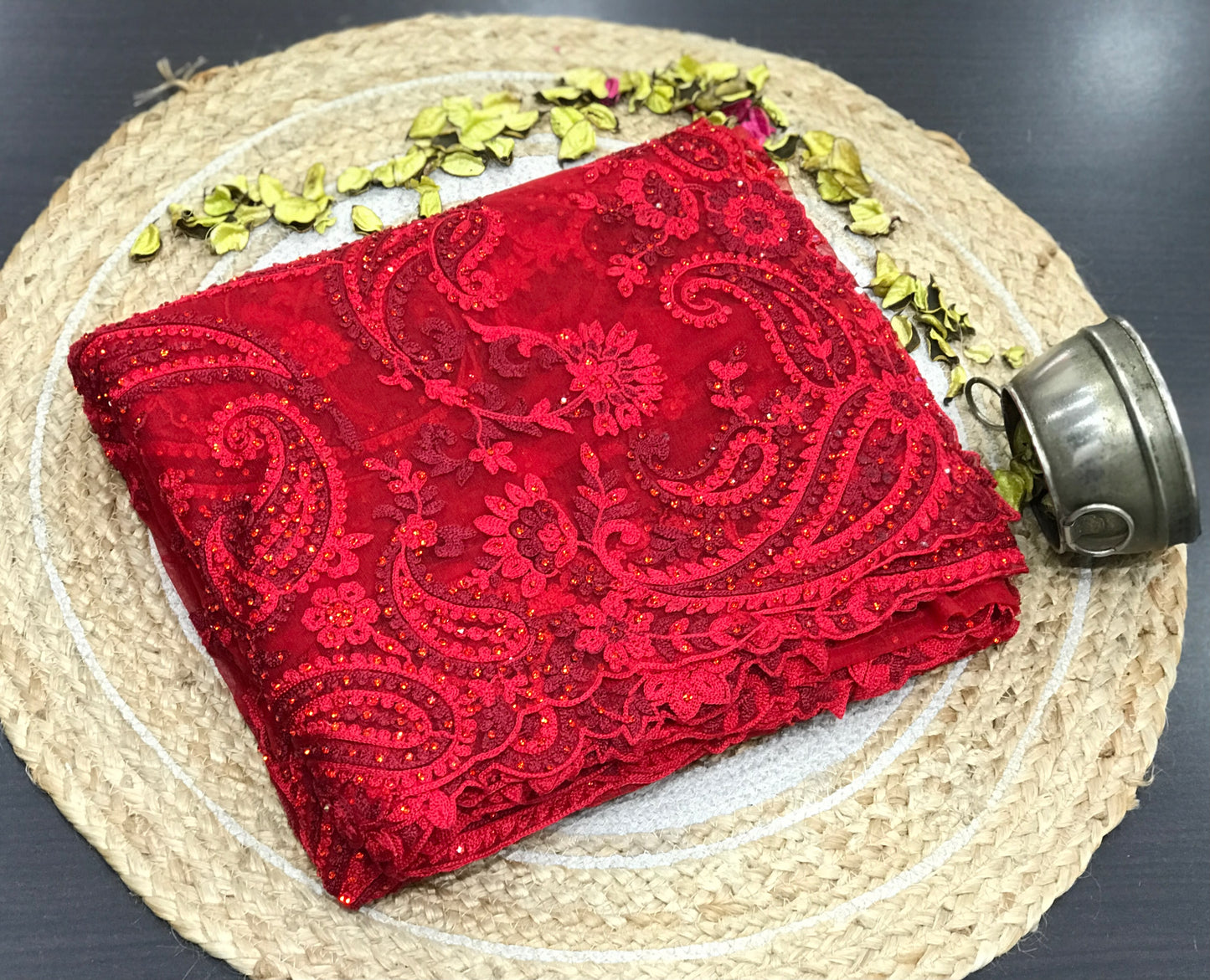 Red bridal saree net sari blouse wedding sarees Partywear sarees SaffronFashion
