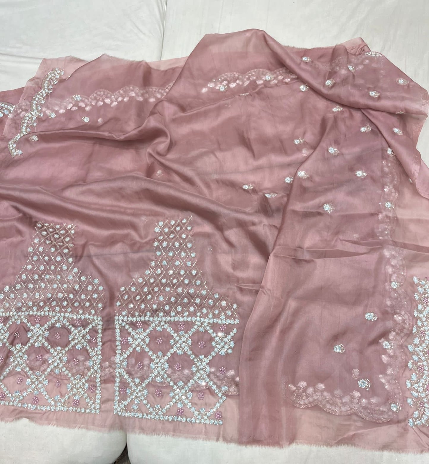 Sequins organza saree Indian saree - Saffronfashionindia