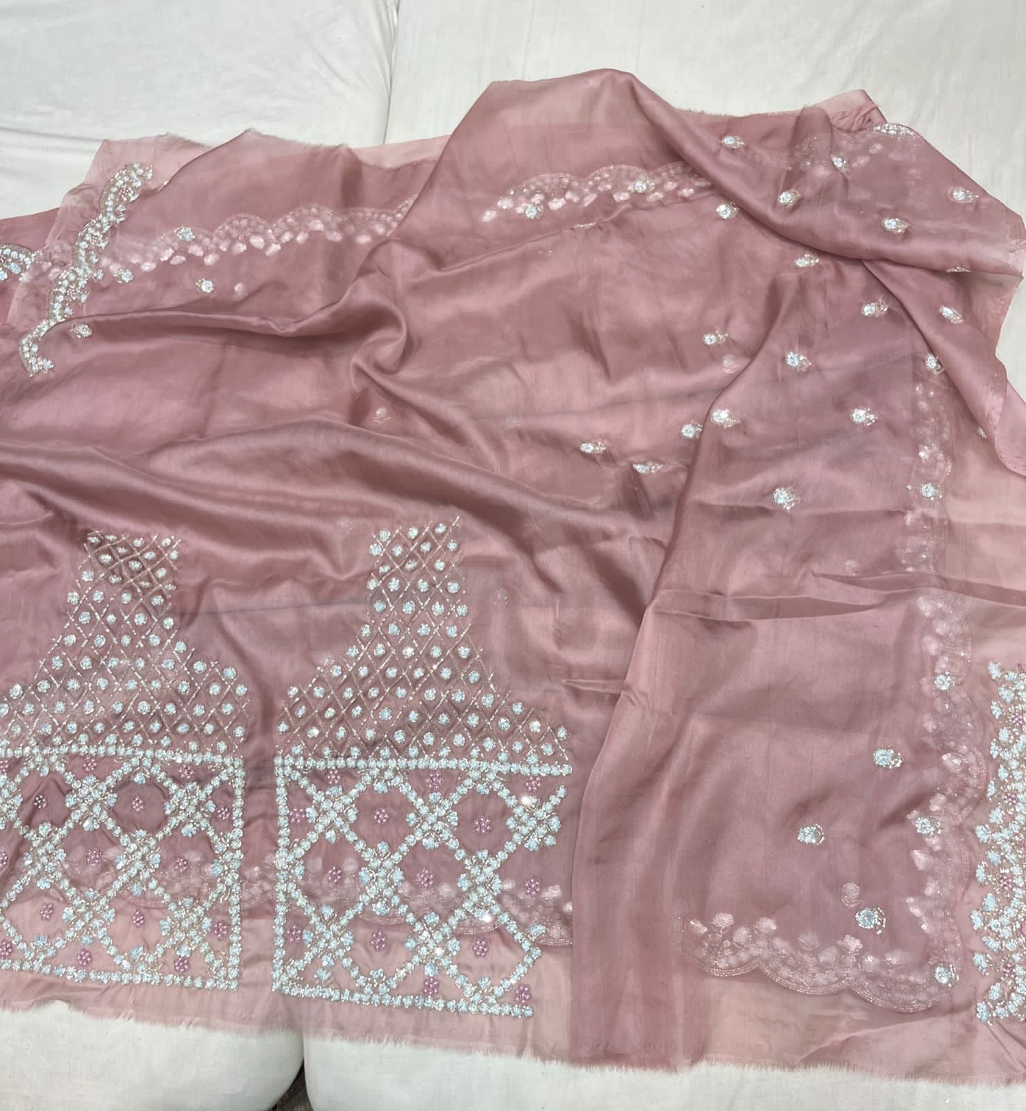 Sequins organza saree Indian saree - Saffronfashionindia