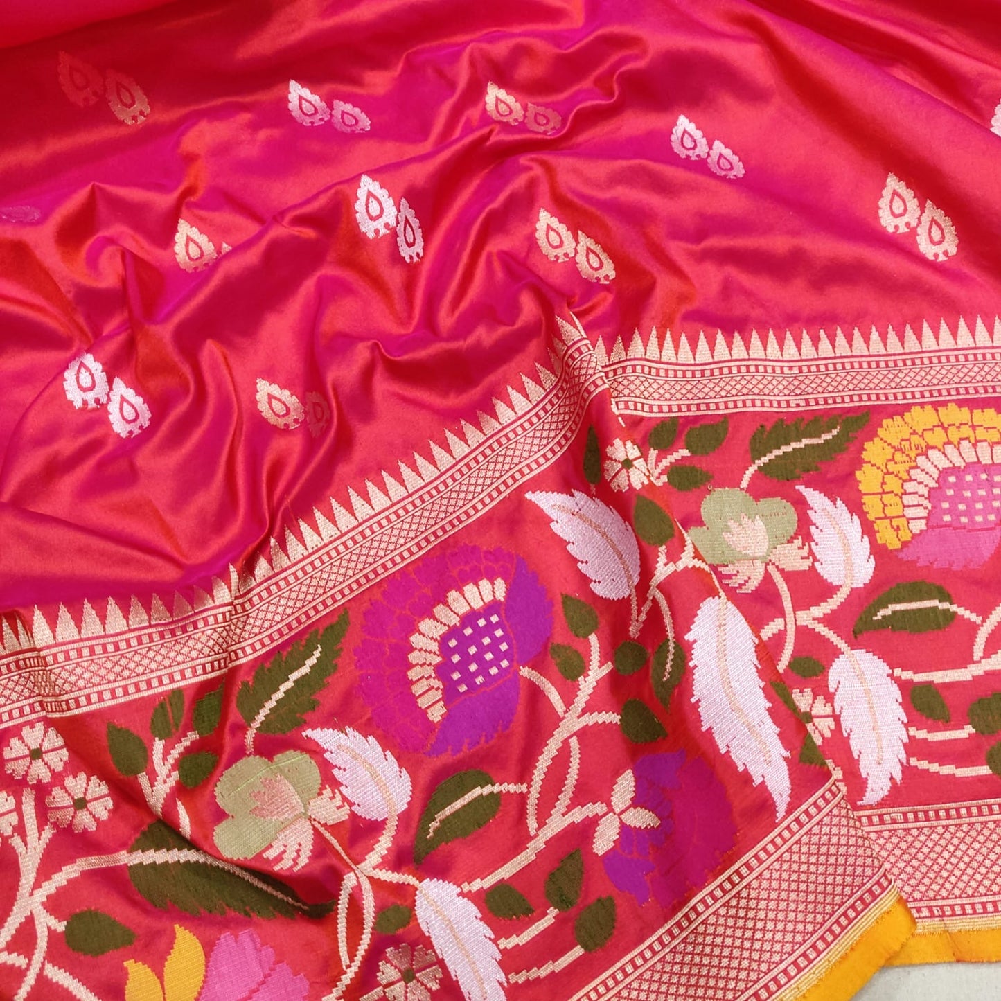 Gulabo katan silk saree handwoven sarees - Saffronfashionindia
