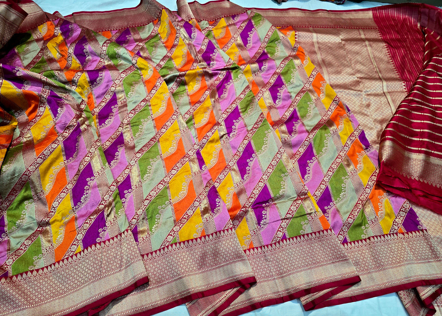 Muglai jamdani saree Banarsi sarees Indian sari blouse SaffronFashion