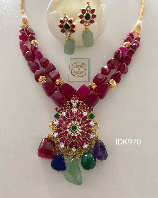 Kavina ruby necklace set Indian traditional necklace - Saffronfashionindia