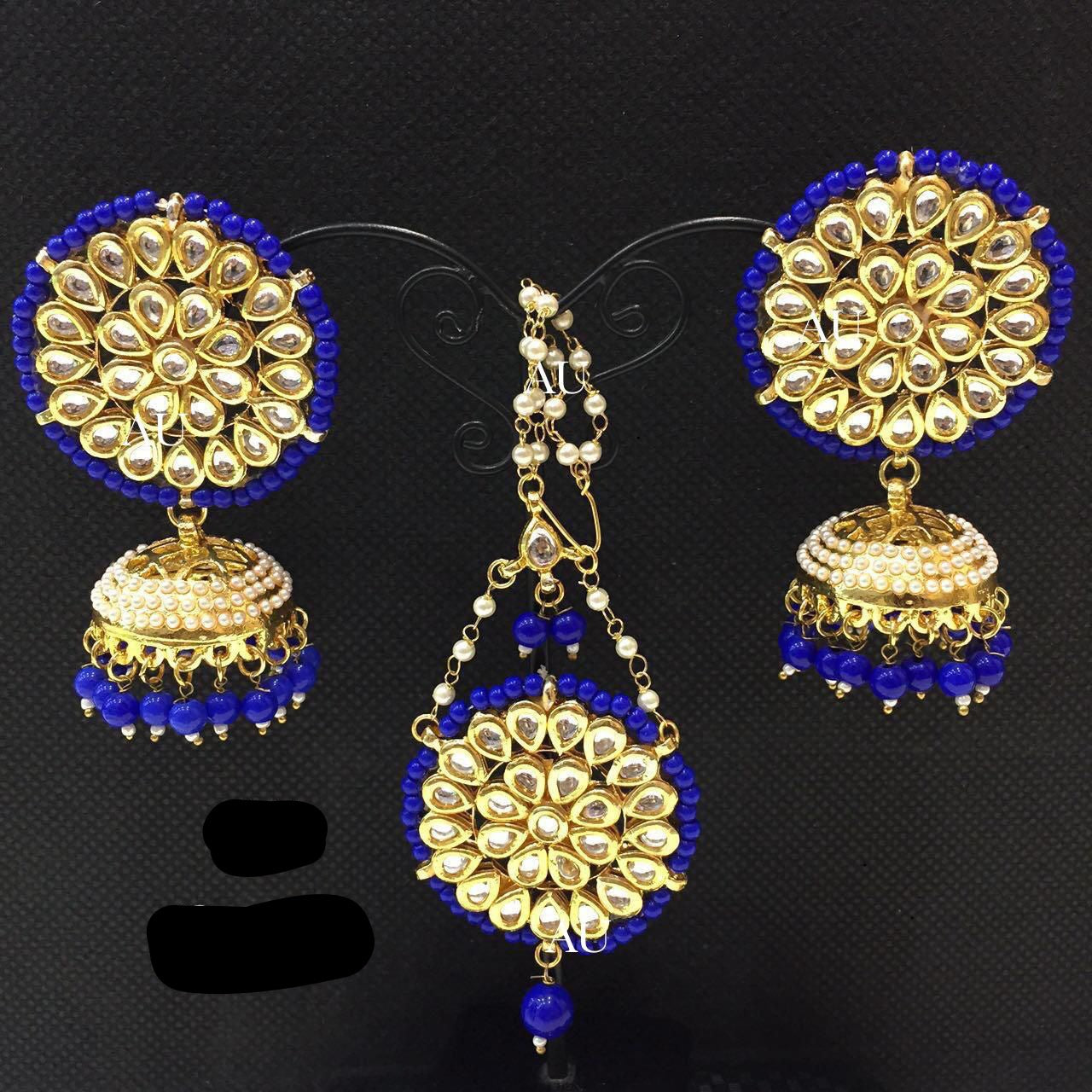 Handmade tikka set Kundan tikka Indian jewellery SaffronFashion