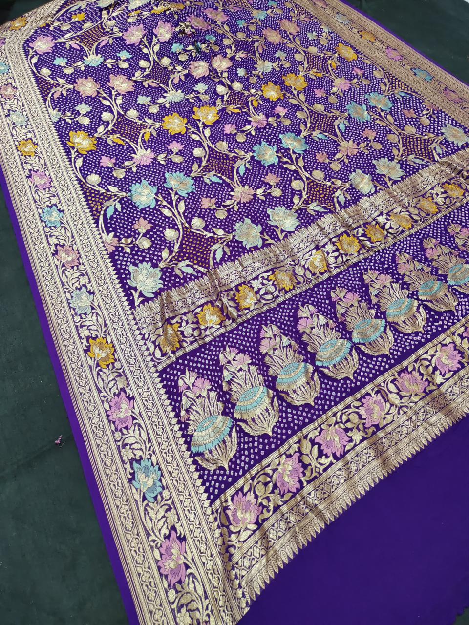Meenakari Banarsi Bandhani dupatta exclusive dupatta Indian traditional dupatta - Saffronfashionindia