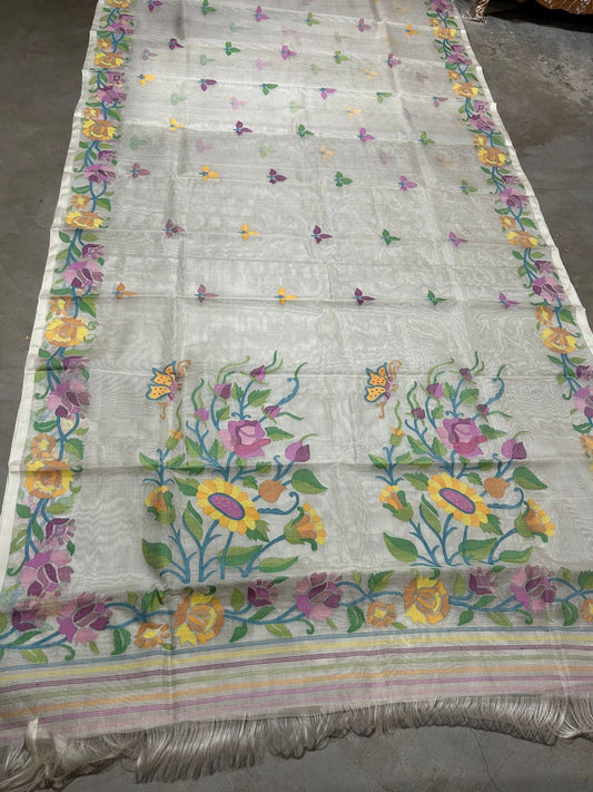 Mahisha Tantuj Jamdani Saree - Saffronfashionindia