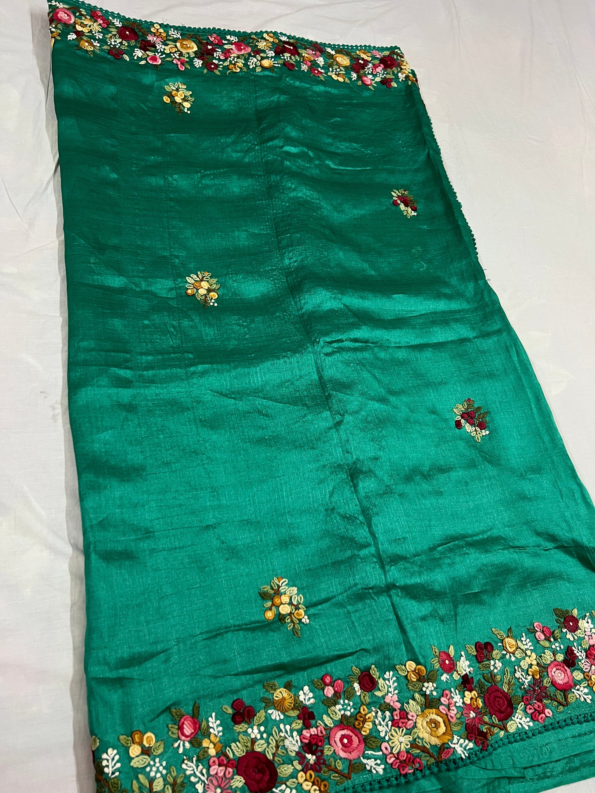 Tussar French knot inspired saree Saffronfashion