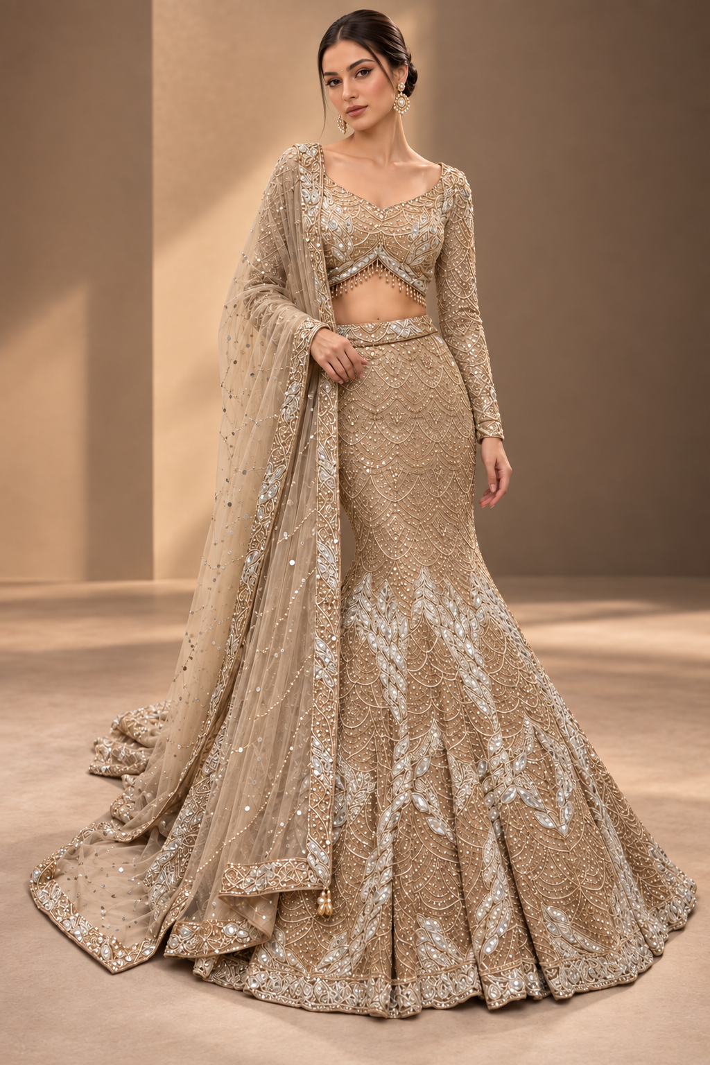 Glamorous leganga fish cut lehanga wedding lehangas Saffronfashionindia