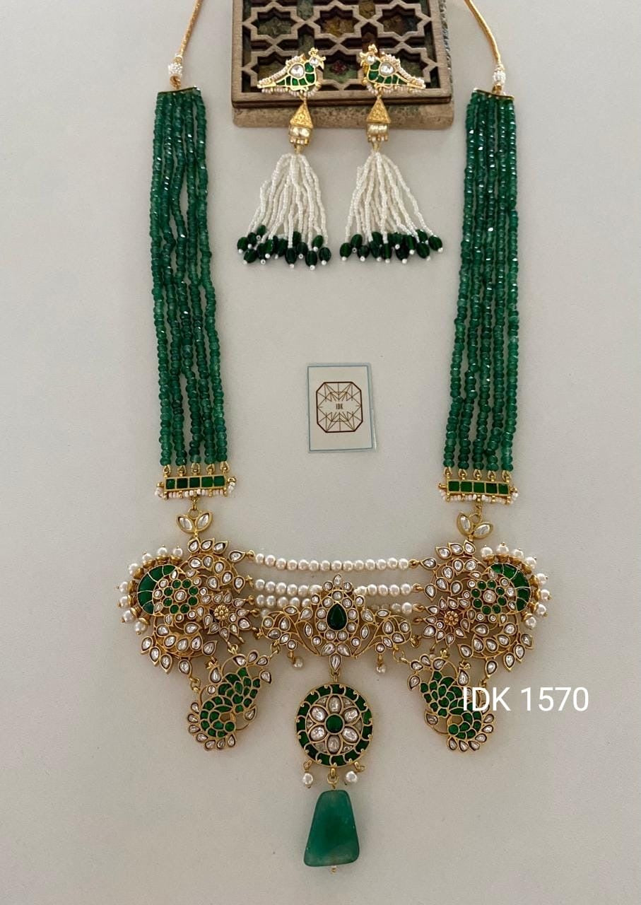 Zabiba Long Necklace Set Kundan Necklace - Saffronfashionindia