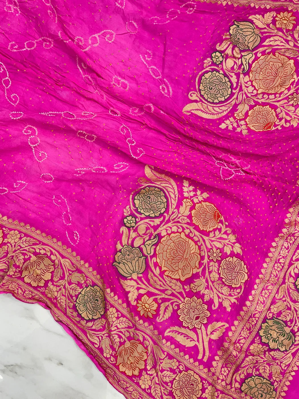 Bandhej dupatta Handlooms dupatta - Saffronfashionindia