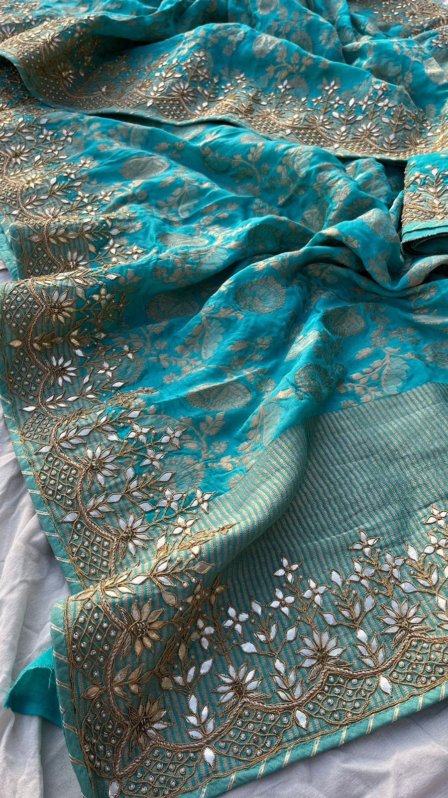 Banarsi Khaddi Gorgette Saree Indian Traditional Sarees - Saffronfashionindia