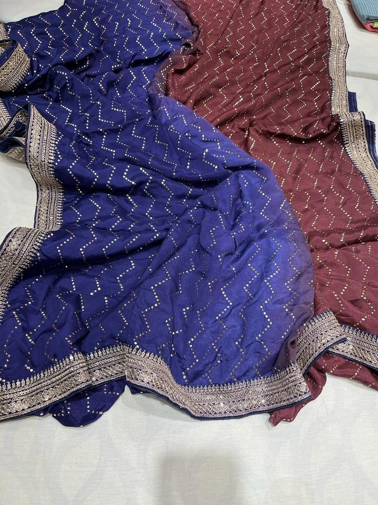Aliva crepe shaded saree party wear saree - Saffronfashionindia