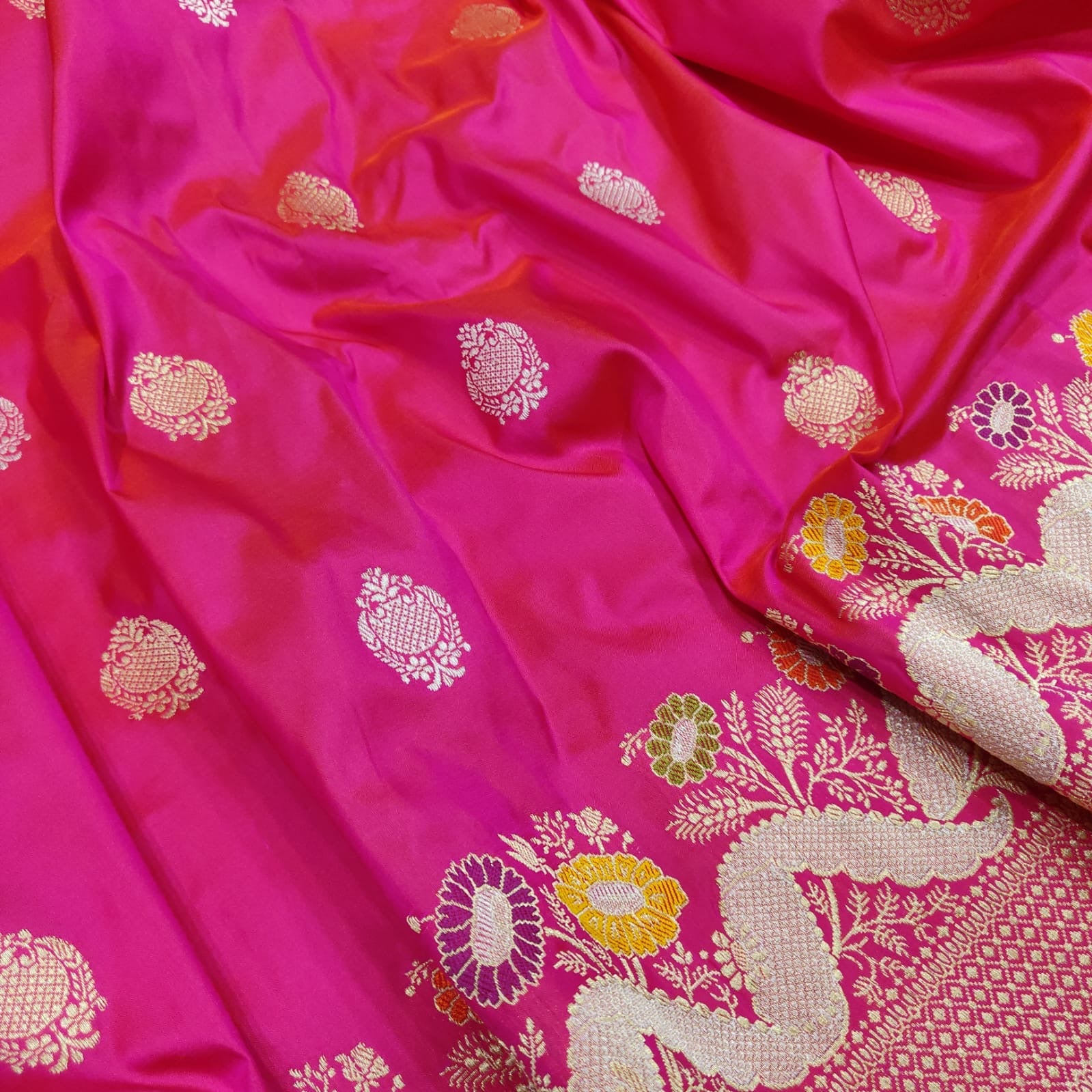 Pink handwoven katan silk saree Indian sarees blouse Zari sari - Saffronfashionindia