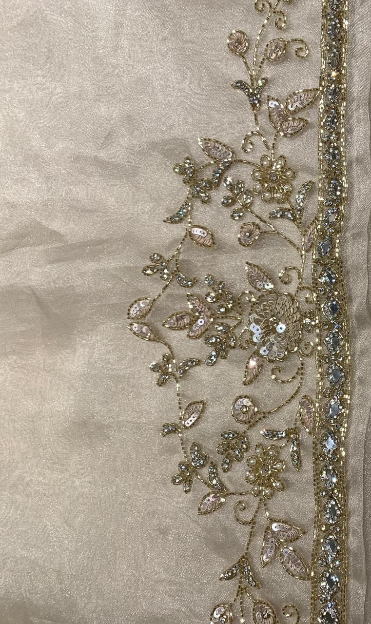 Elegant organza saree sequence sarees women saree blouse - Saffronfashionindia