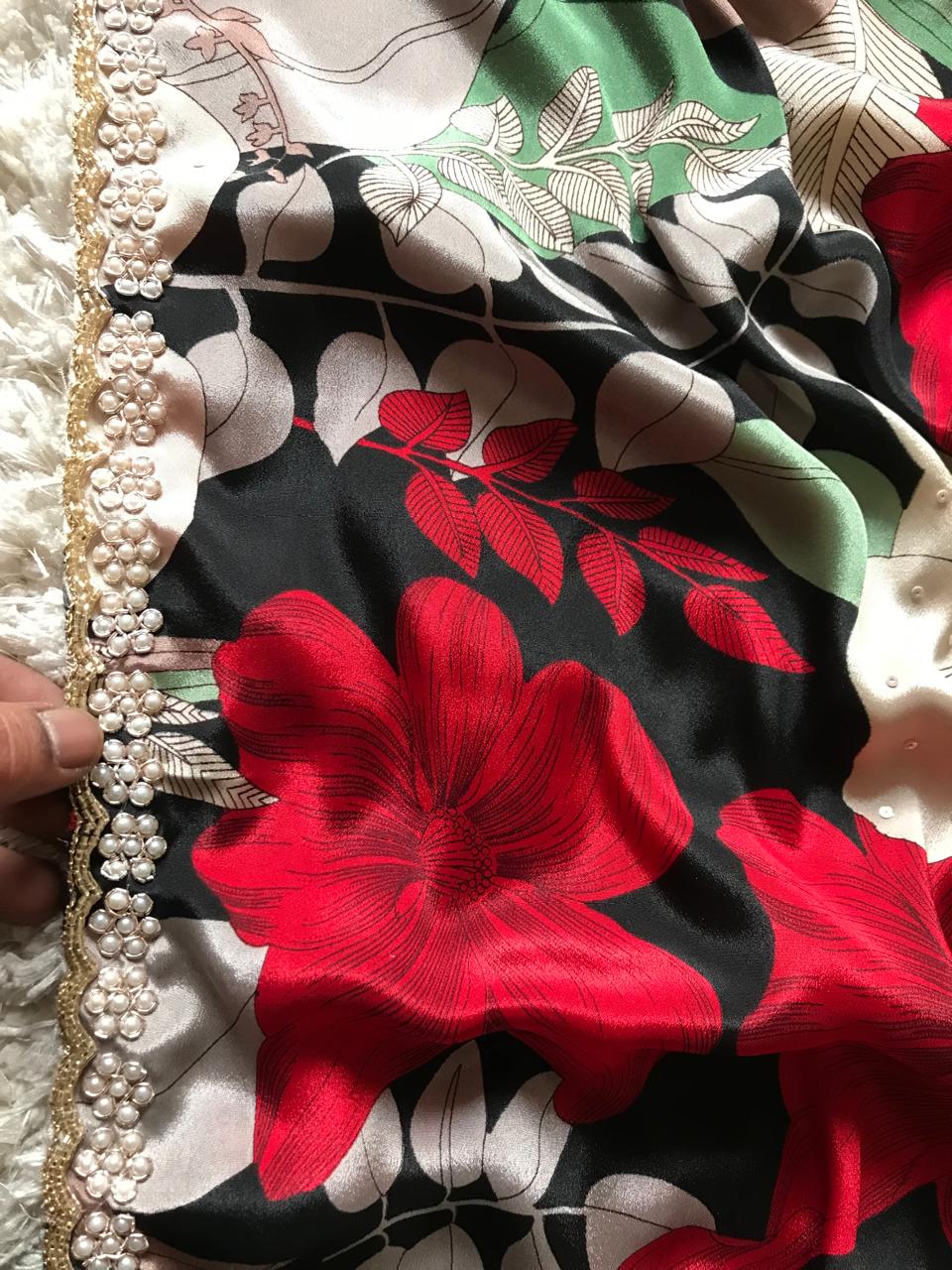 Hafaza beauty saree crepe silk sarees Saffronfashionindia