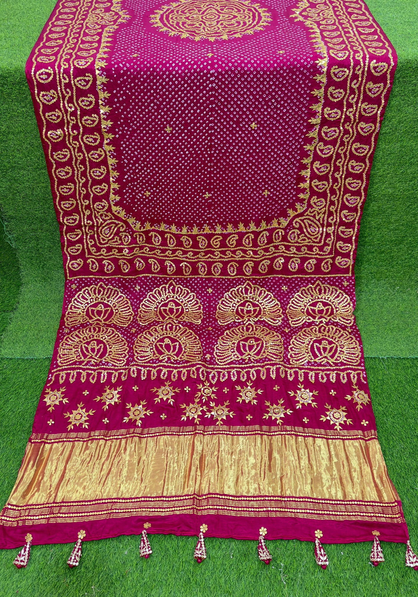 Rai Bandhani saree Gajji silk saree Indian traditional sari blouse SaffronFashion