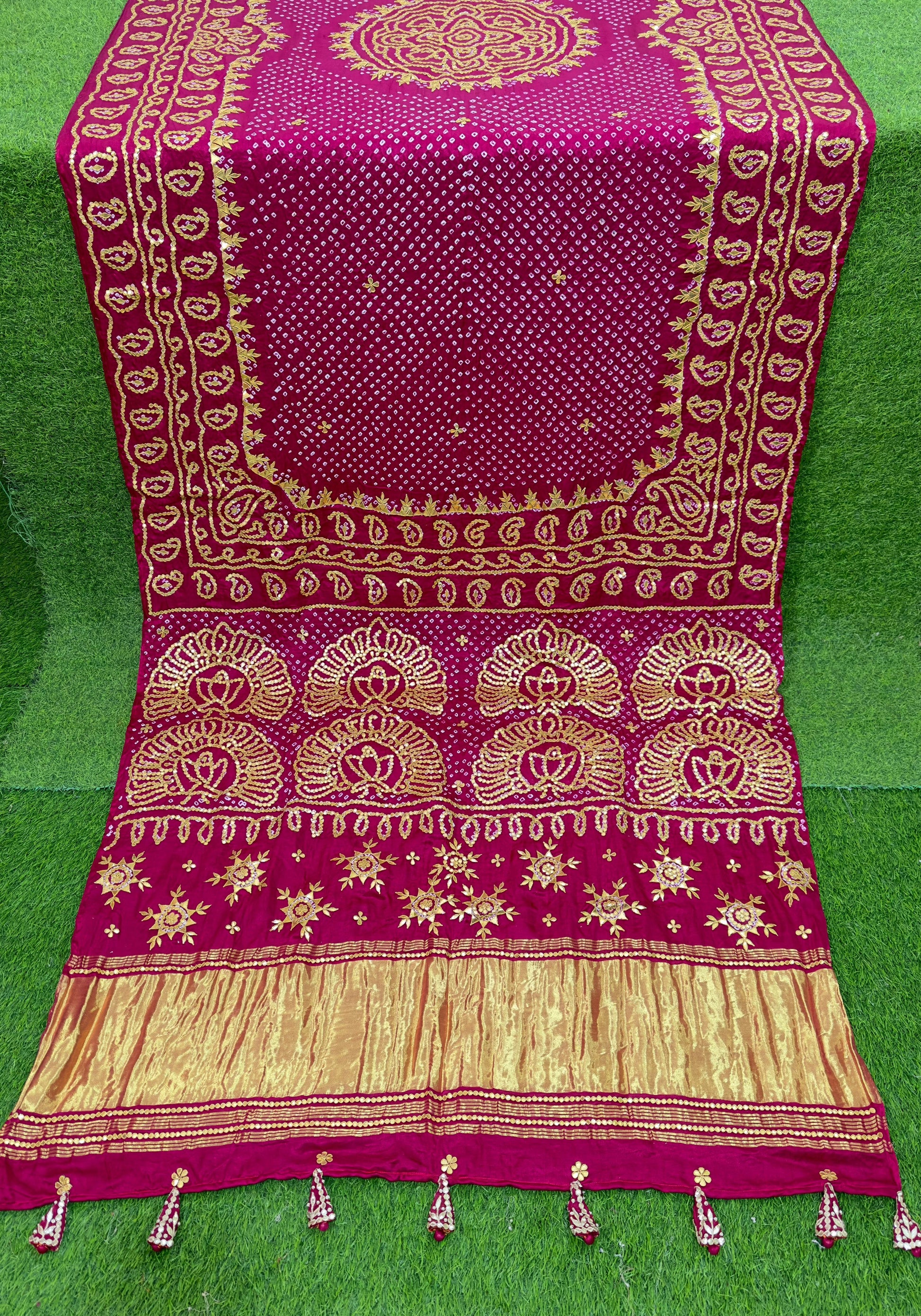Rai Bandhani saree Gajji silk saree Indian traditional sari blouse SaffronFashion